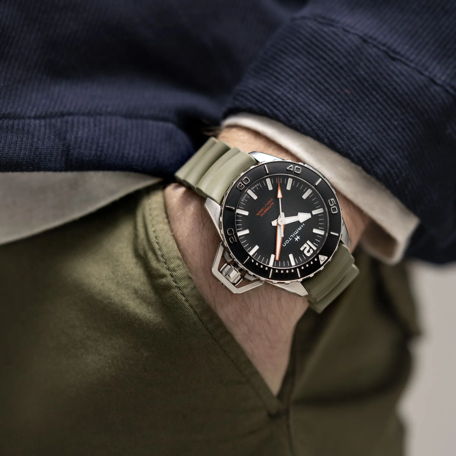 Khaki Navy Green Strap 22mm